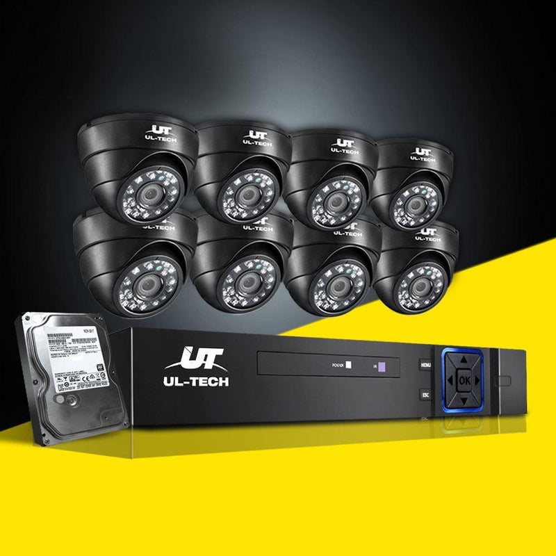 UL-tech CCTV 8 Dome Cameras Home Security System 8CH DVR 1080P 1TB IP Day Night - John Cootes