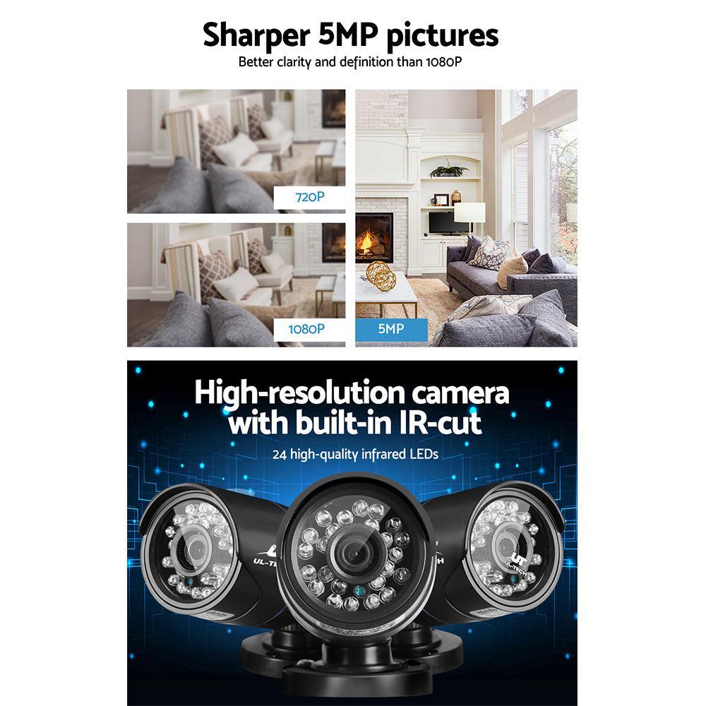 UL-Tech CCTV 8x 5MP PRO Security Camera System 8CH Super HD 5in1 DVR - John Cootes