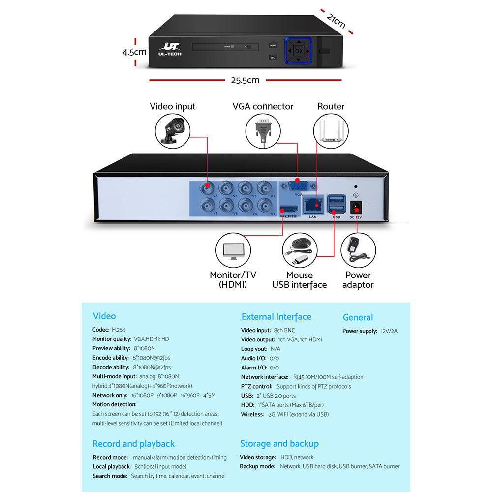 UL-tech CCTV Camera Home Security System 8CH DVR 1080P 1TB Hard Drive Outdoor - John Cootes