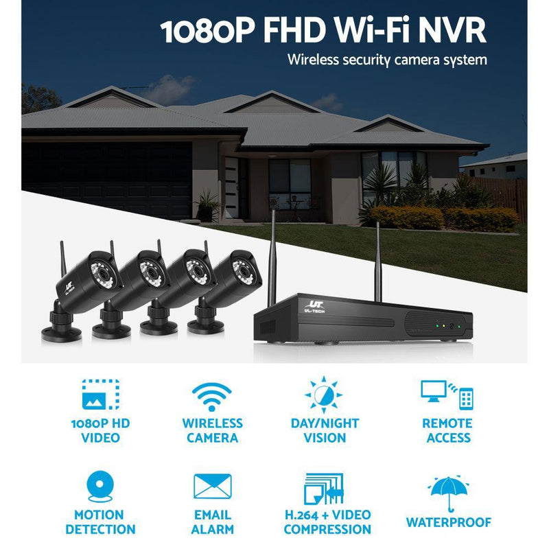 UL-tech CCTV Wireless Security Camera System 8CH Home Outdoor WIFI 4 Square Cameras Kit 1TB - John Cootes