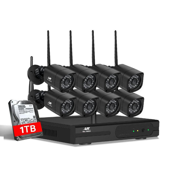 UL-tech CCTV Wireless Security Camera System 8CH Home Outdoor WIFI 8 Square Cameras Kit 1TB - John Cootes