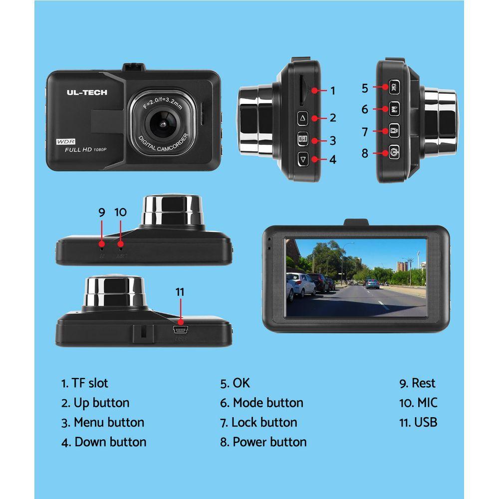 UL-TECH Dash Camera 1080P HD Cam Car Recorder DVR Video Vehicle Carmera 32GB - John Cootes