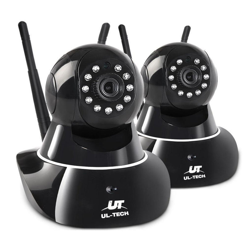 UL Tech Set of 2 1080P Wireless IP Cameras - Black - John Cootes