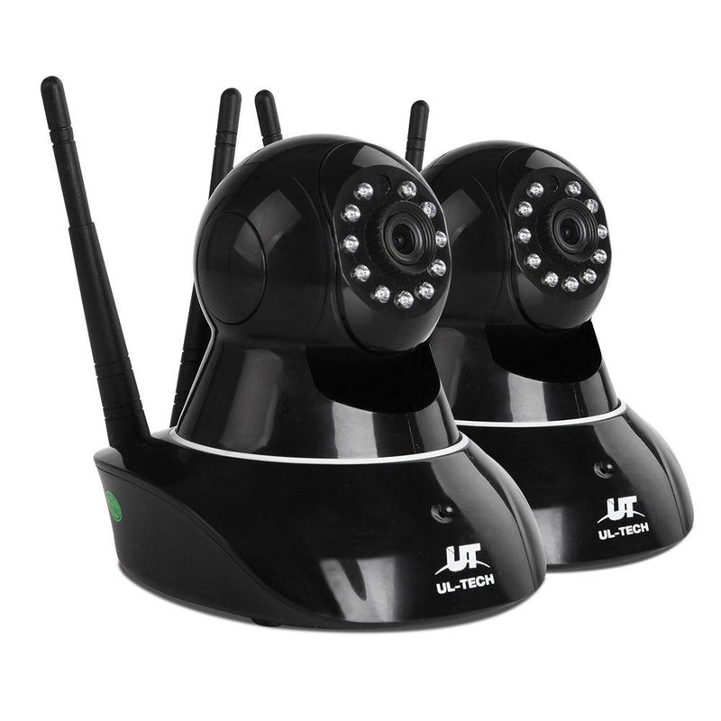 UL Tech Set of 2 1080P Wireless IP Cameras - Black - John Cootes