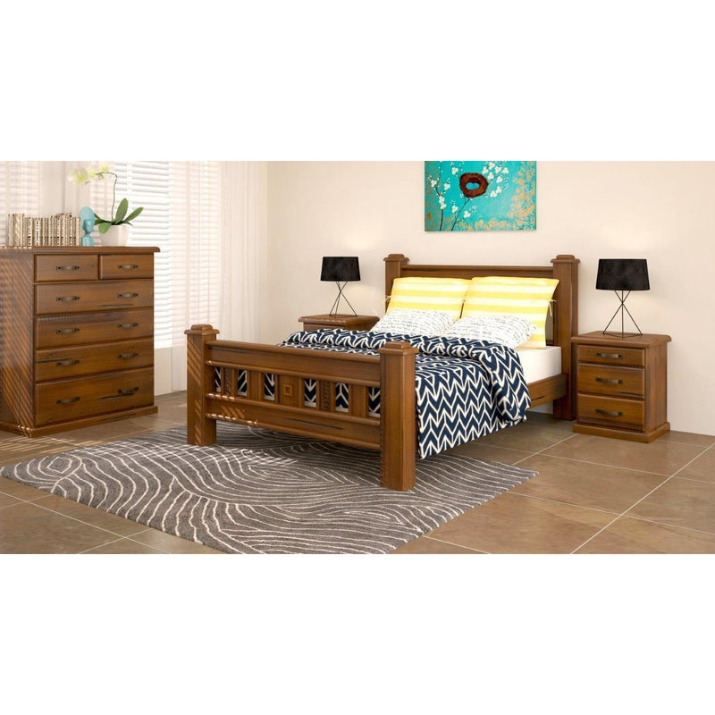 Umber Bed Frame King Size Mattress Base Solid Pine Timber Wood - Dark Brown - John Cootes