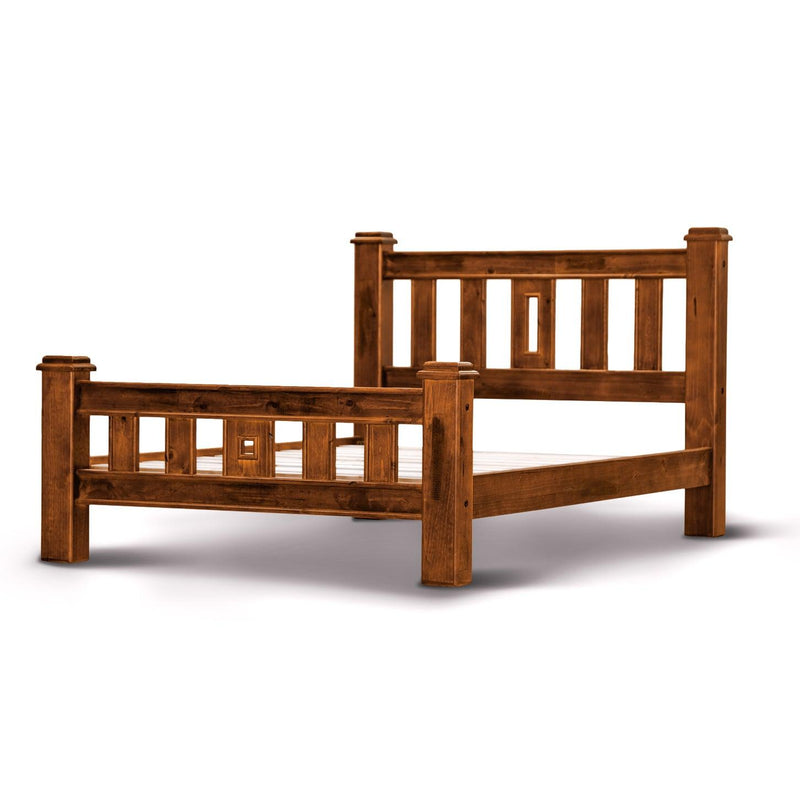 Umber Bed Frame King Size Mattress Base Solid Pine Timber Wood - Dark Brown - John Cootes