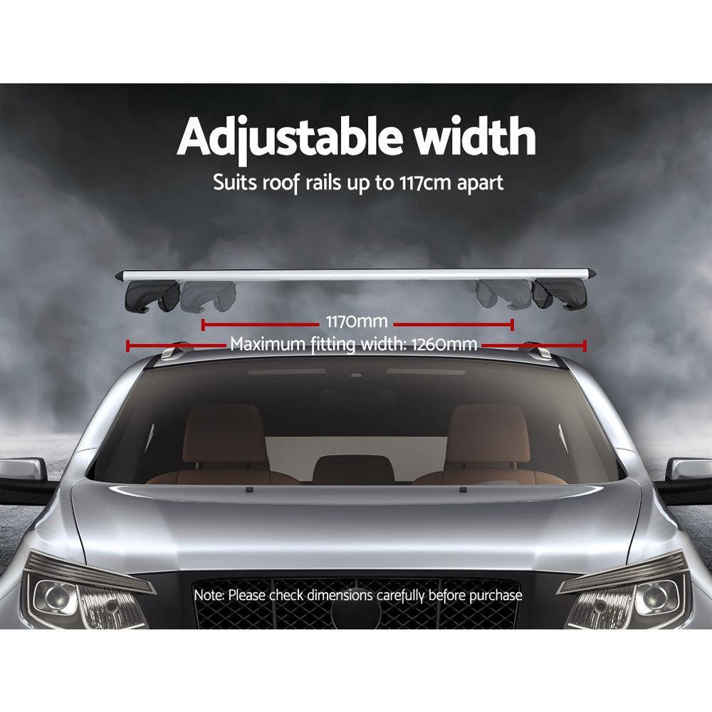 Universal Car Roof Rack Aluminium Cross Bars Adjustable 126cm Silver Upgraded - John Cootes