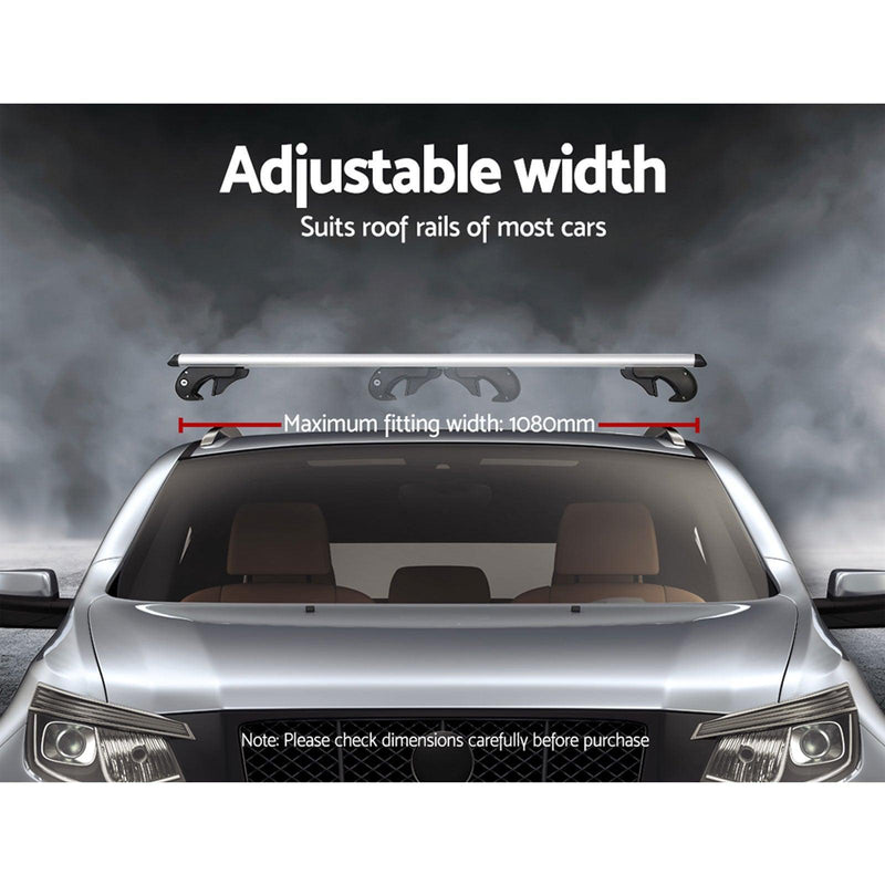 Universal Car Roof Rack Cross Bars Aluminium Silver Adjustable 108cm Racks - John Cootes