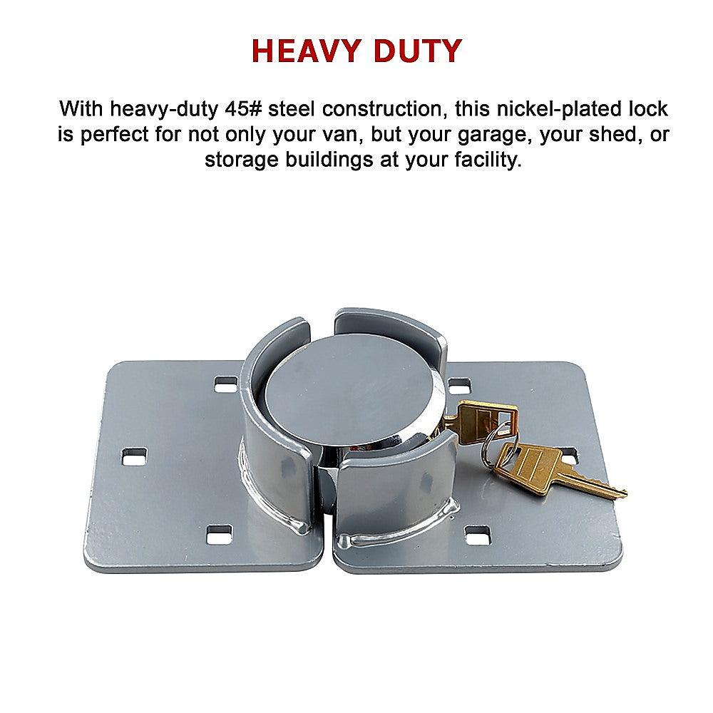 Van Door Lock With Brackets - Heavy Duty Security Vehicle Hasp Padlock - John Cootes