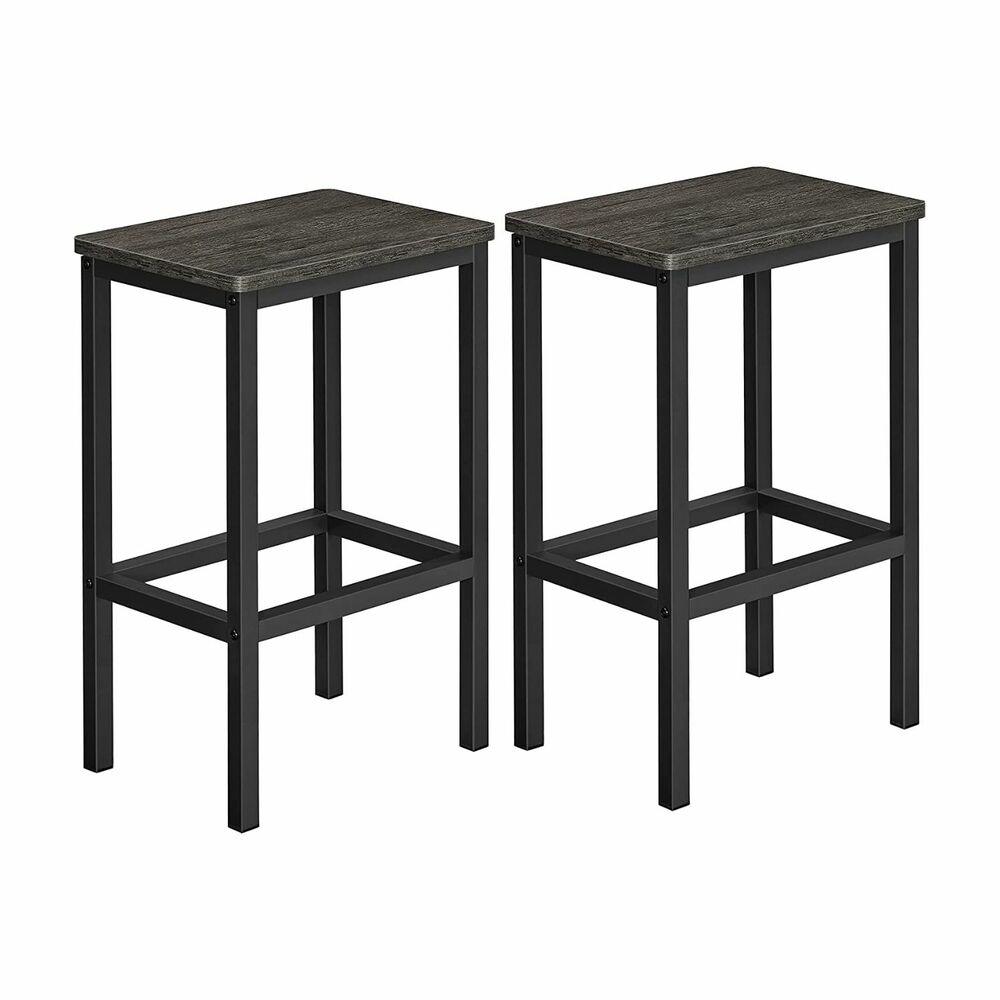 VASAGLE Bar Stools Set of 2 Bar Chairs Charcoal Gray LBC065B04 - John Cootes