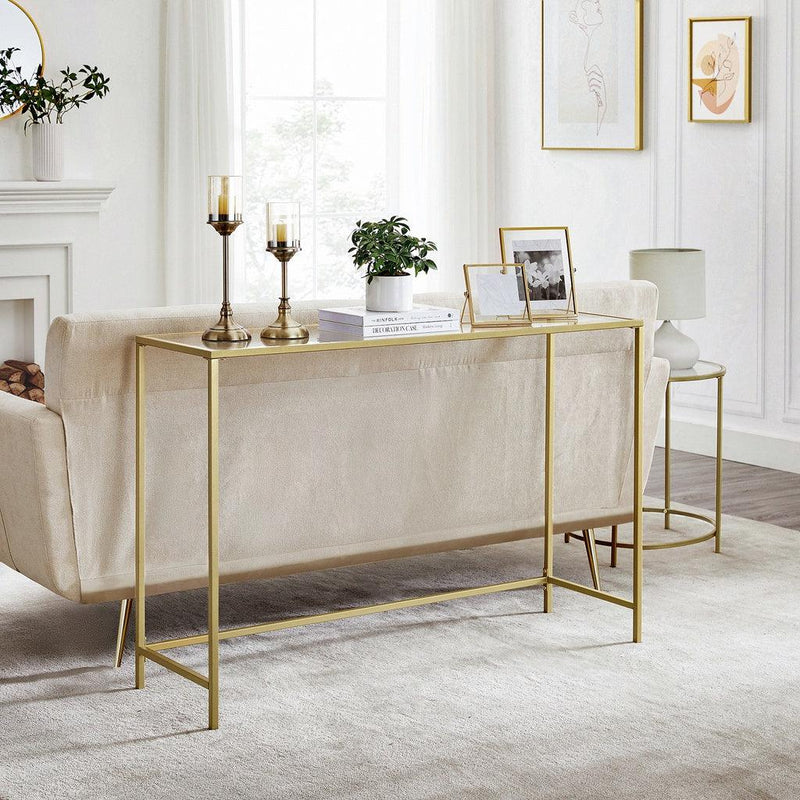 VASAGLE Console Table Tempered Glass Gold LGT036A01 - John Cootes