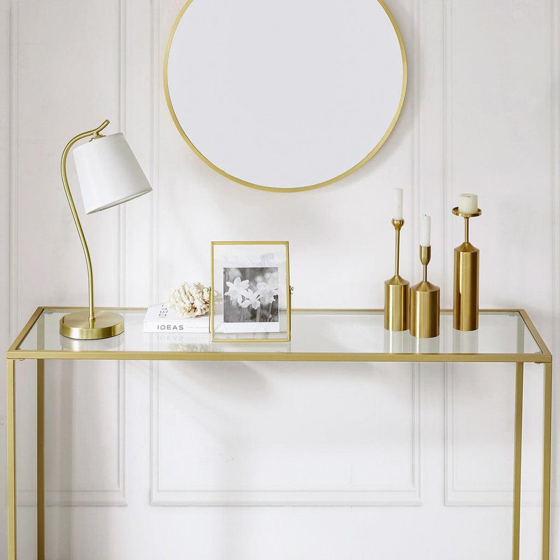 VASAGLE Console Table Tempered Glass Gold LGT036A01 - John Cootes