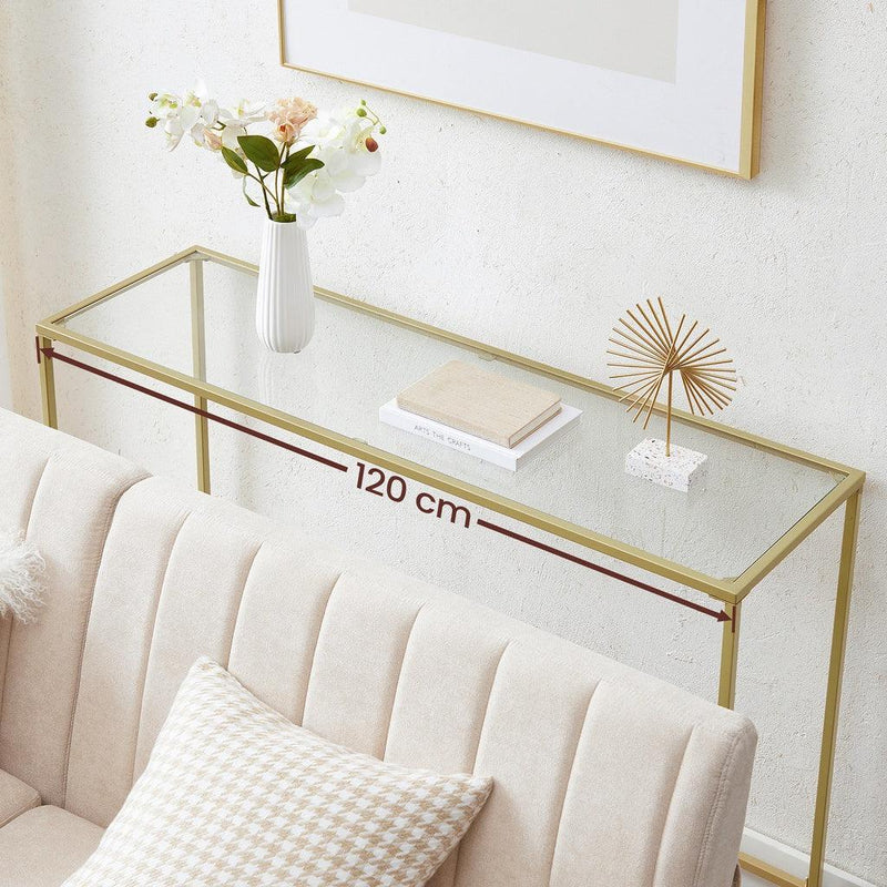 VASAGLE Console Table Tempered Glass Gold LGT036A01 - John Cootes