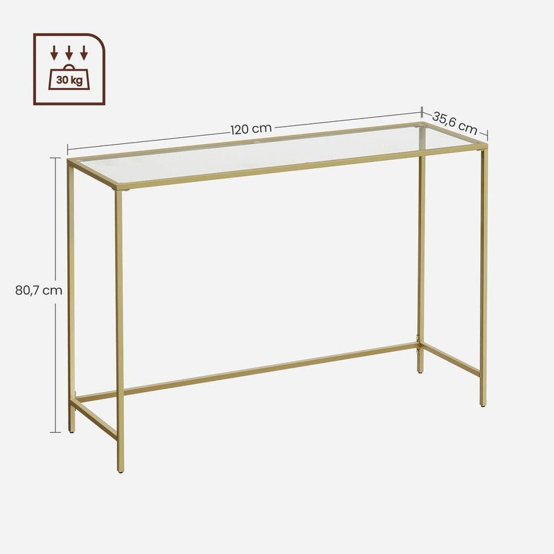 VASAGLE Console Table Tempered Glass Gold LGT036A01 - John Cootes