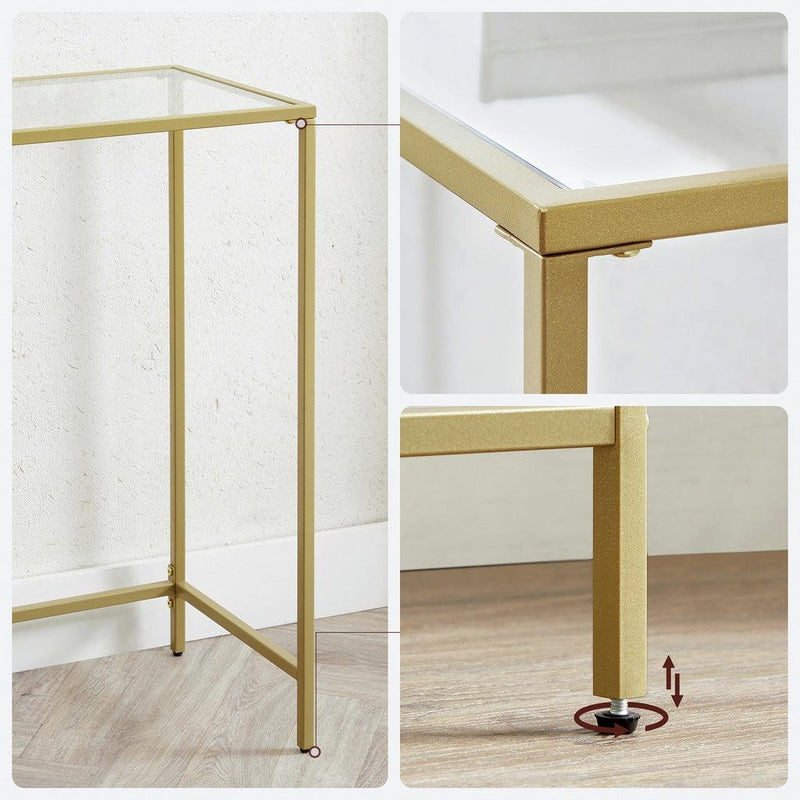 VASAGLE Console Table Tempered Glass Gold LGT036A01 - John Cootes