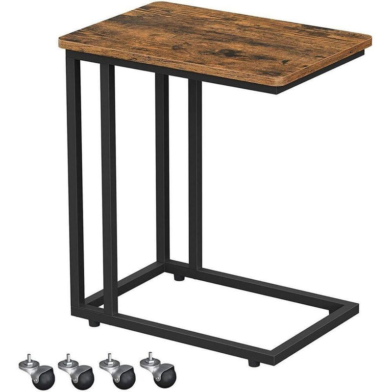 VASAGLE End Table Side Table Coffee Table with Steel Frame and Castors Rustic Brown and Black LNT50X - John Cootes