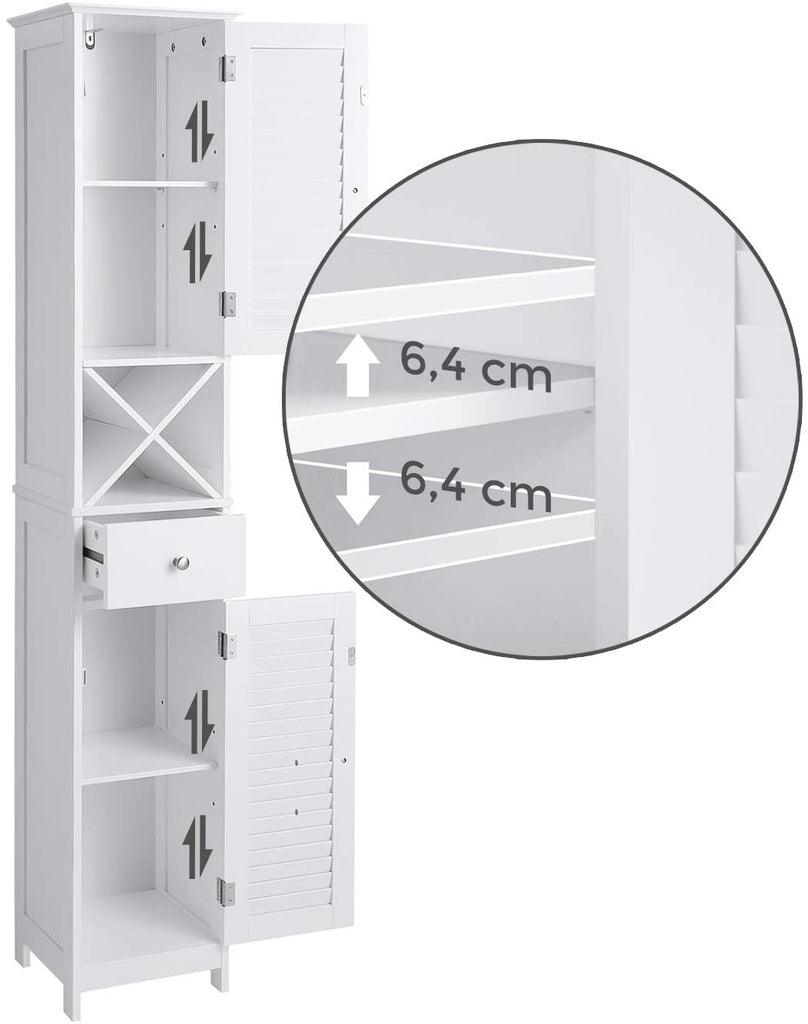 VASAGLE Floor Cabinet with 2 Doors and Shelves White BBC69WT - John Cootes