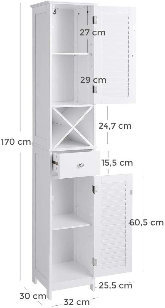 VASAGLE Floor Cabinet with 2 Doors and Shelves White BBC69WT - John Cootes