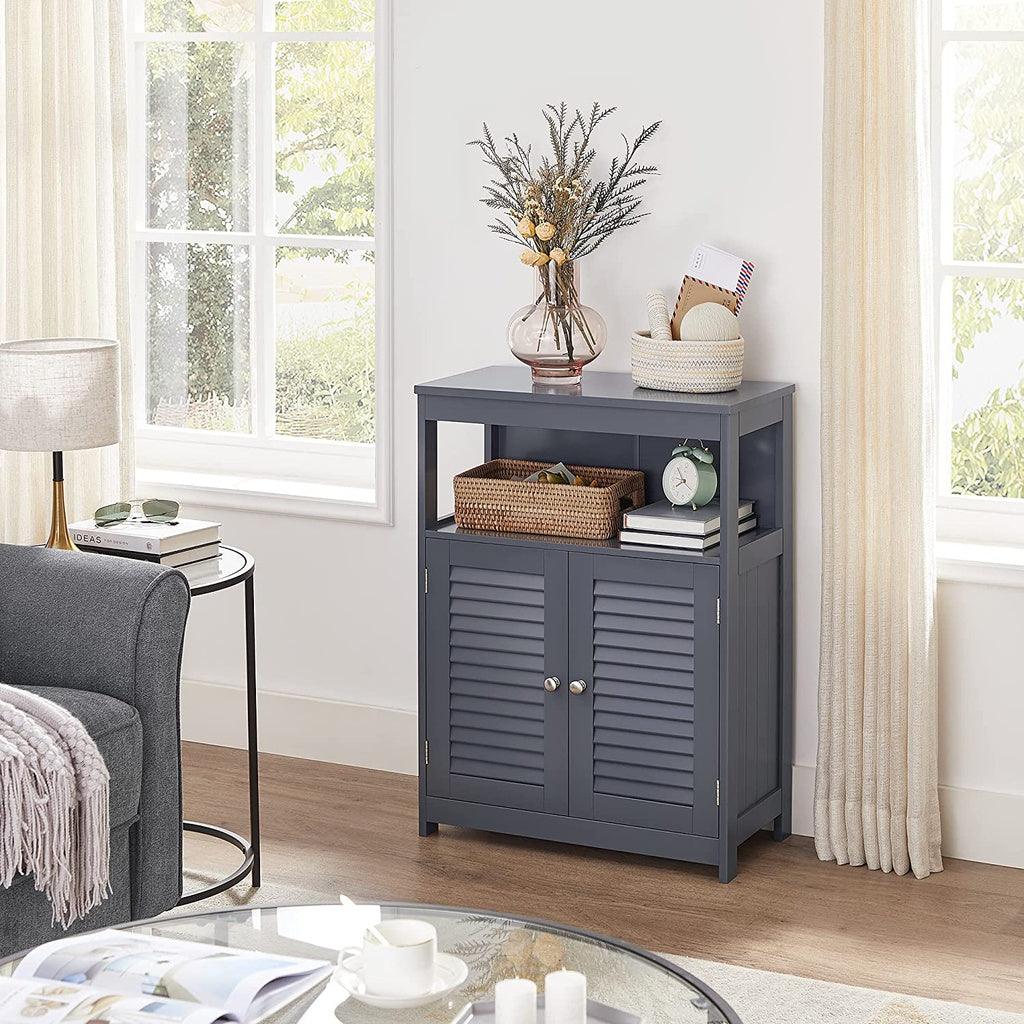 VASAGLE Floor Cabinet with Shelf and 2 Doors Gray BBC040G01 - John Cootes