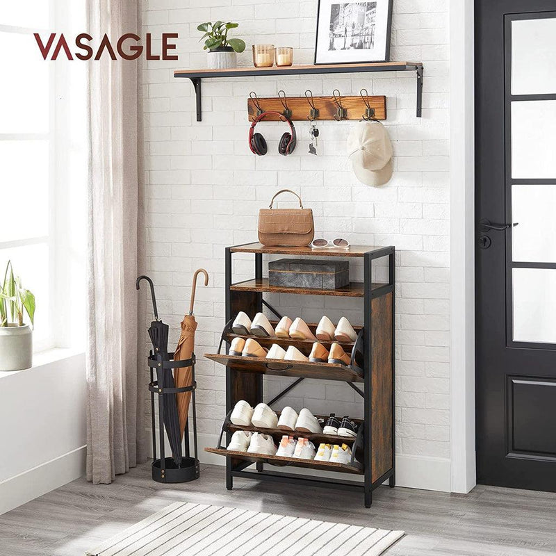 VASAGLE Shoe Cabinet with 2 Compartments Hallway for 8-12 Pairs of Shoes LBS800B01 - John Cootes