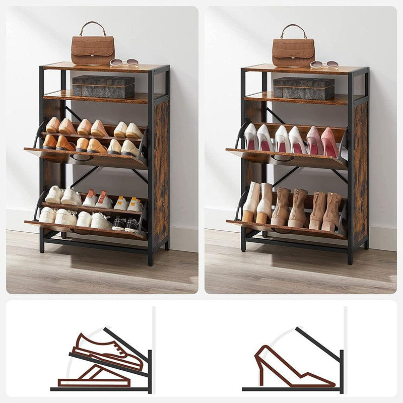 VASAGLE Shoe Cabinet with 2 Compartments Hallway for 8-12 Pairs of Shoes LBS800B01 - John Cootes