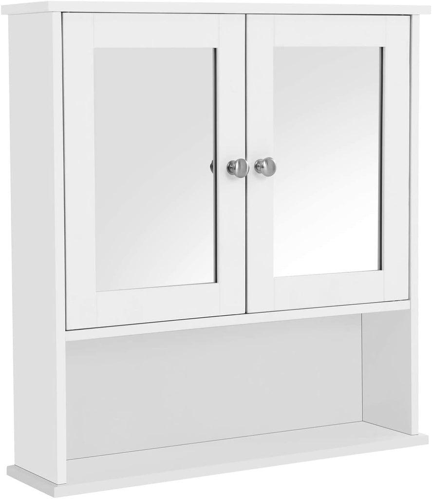 VASAGLE Wall Cabinet with 2 Mirror Doors White LHC002 - John Cootes