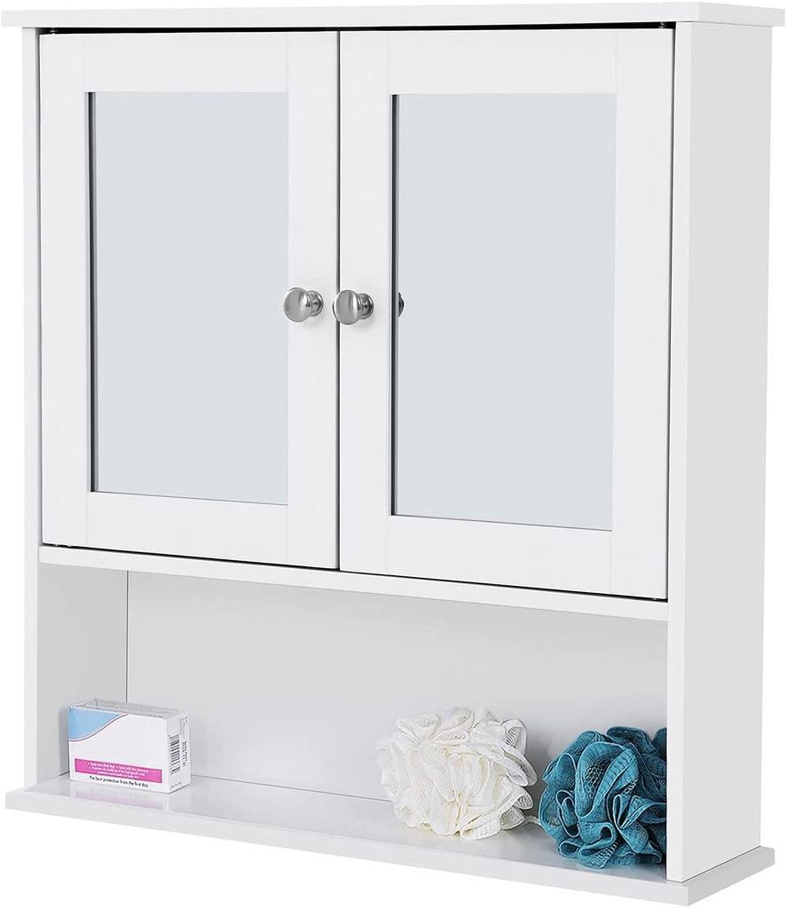 VASAGLE Wall Cabinet with 2 Mirror Doors White LHC002 - John Cootes