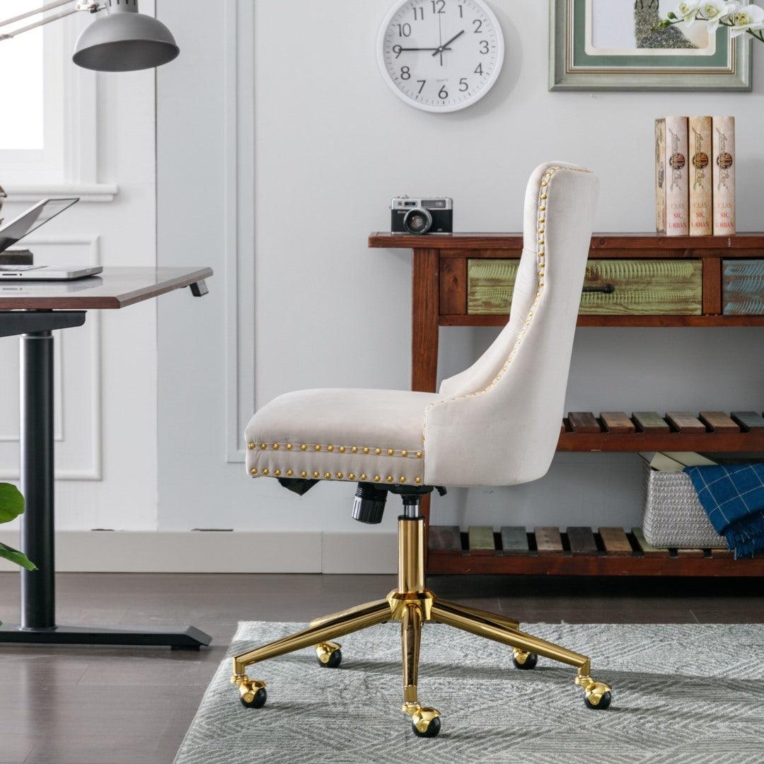 Velvet Home Office Chair- Beige - John Cootes