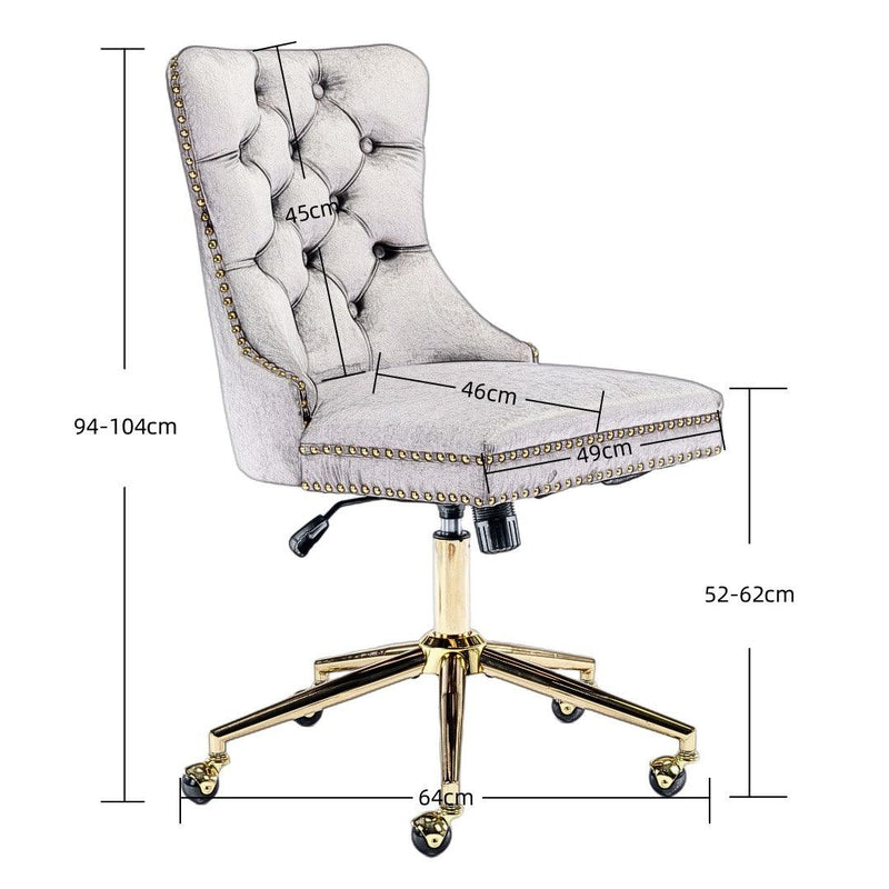 Velvet Home Office Chair- Beige - John Cootes