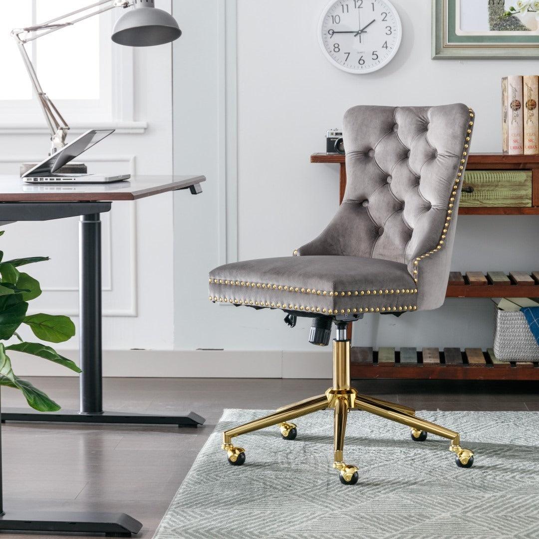 Velvet Home Office Chair- Grey - John Cootes