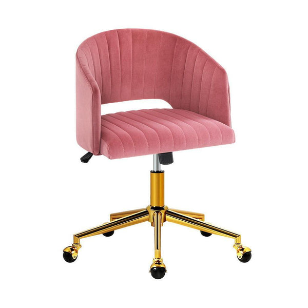 Velvet Office Chair Executive Computer Chair Adjustable Armchair Work Study Pink - John Cootes