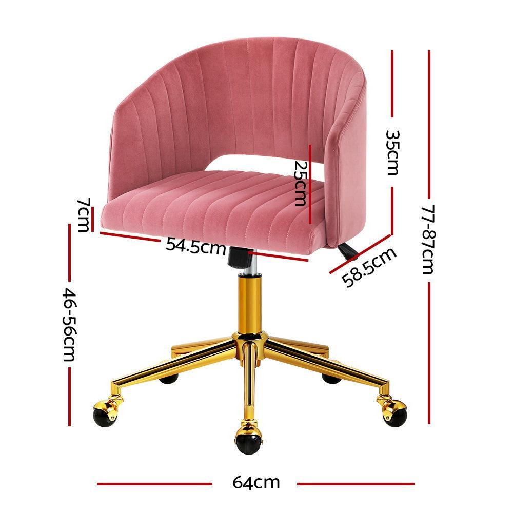 Velvet Office Chair Executive Computer Chair Adjustable Armchair Work Study Pink - John Cootes