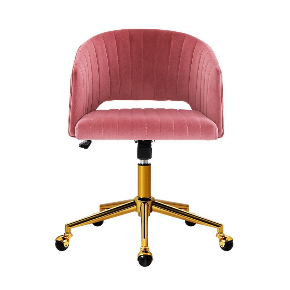 Velvet Office Chair Executive Computer Chair Adjustable Armchair Work Study Pink - John Cootes