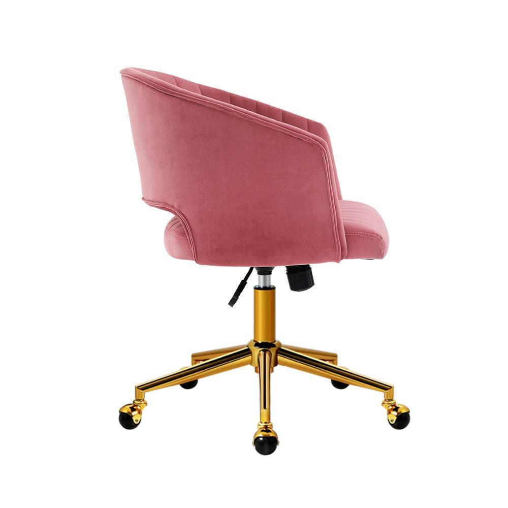 Velvet Office Chair Executive Computer Chair Adjustable Armchair Work Study Pink - John Cootes