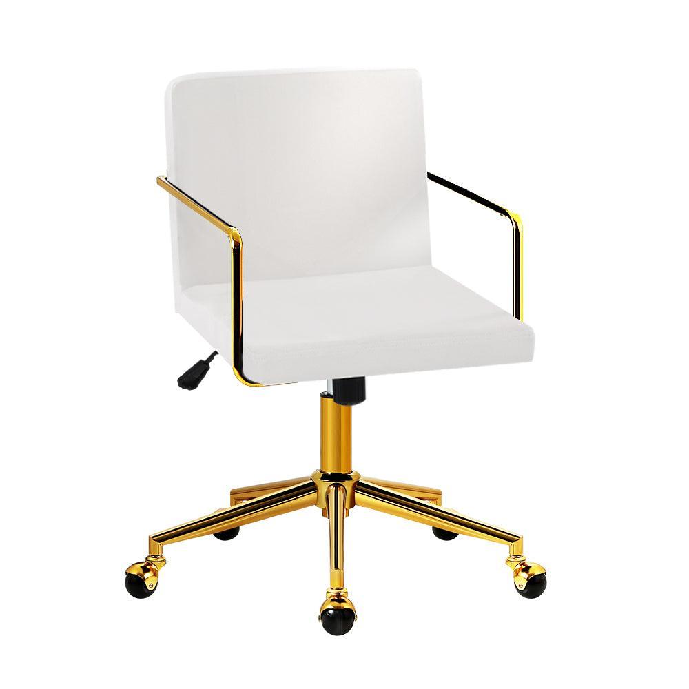 Velvet Office Chair Executive Fabric Computer Chairs Adjustable Work Study White - John Cootes