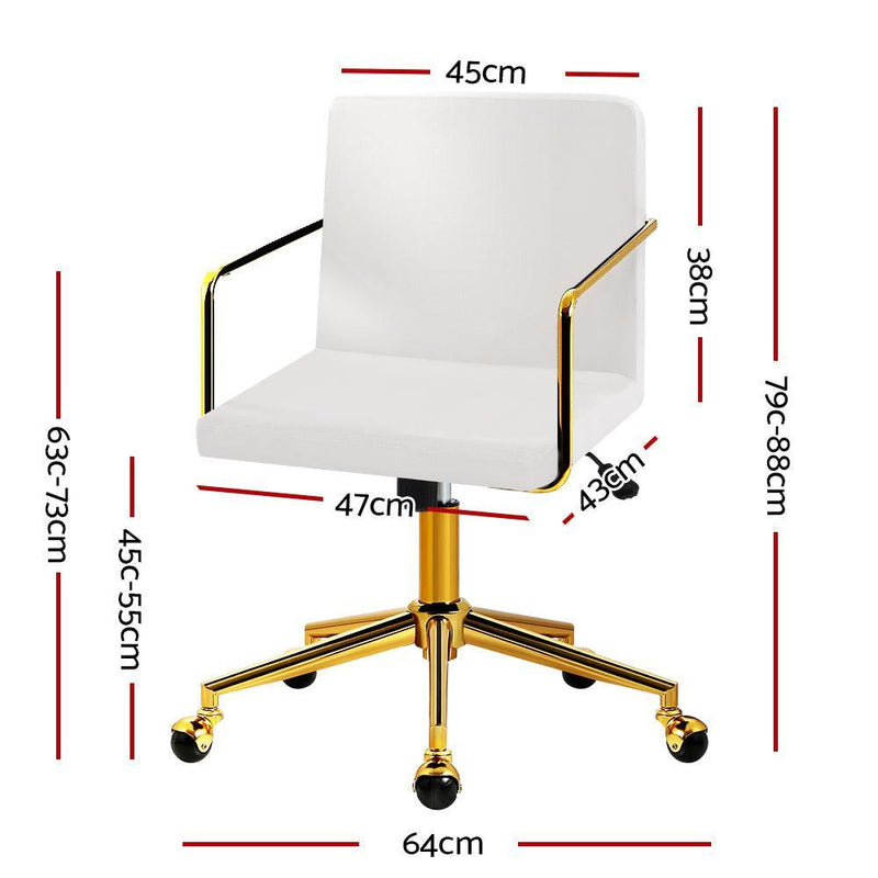 Velvet Office Chair Executive Fabric Computer Chairs Adjustable Work Study White - John Cootes