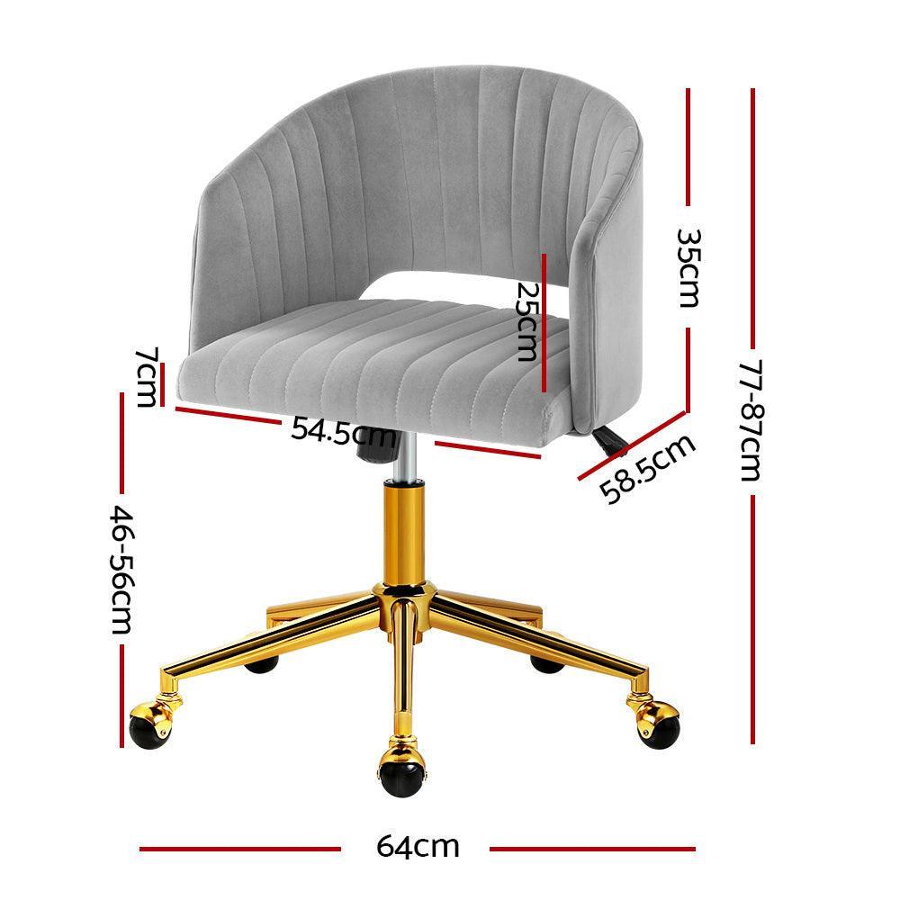 Velvet Office Chair Fabric Computer Chairs Adjustable Armchair Work Study Grey - John Cootes