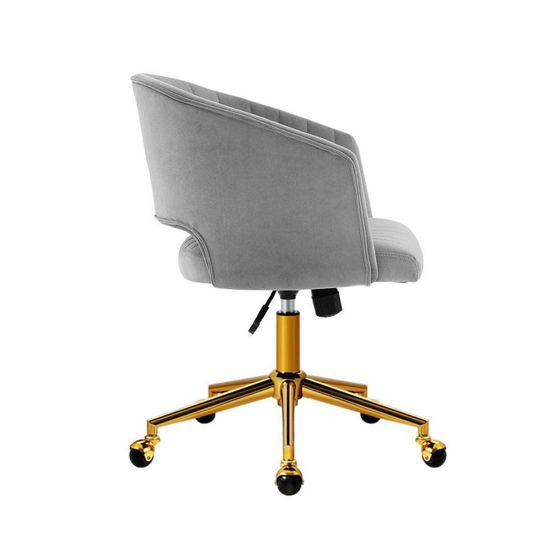 Velvet Office Chair Fabric Computer Chairs Adjustable Armchair Work Study Grey - John Cootes