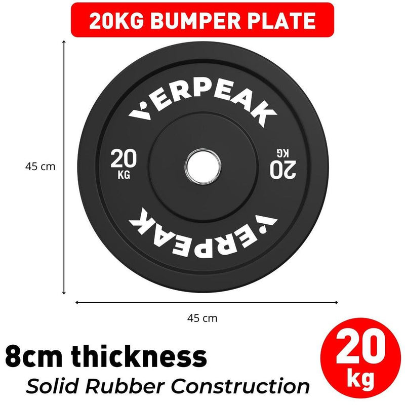 VERPEAK Black Bumper Weight Plates-Olympic (10kgx2) VP-WP-101-FP / VP-WP-101-LX - John Cootes