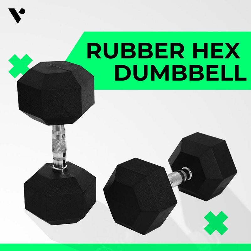 VERPEAK Rubber Hex Dumbbells 15kg - VP-DB-106 / VP-DB-106-LX - John Cootes