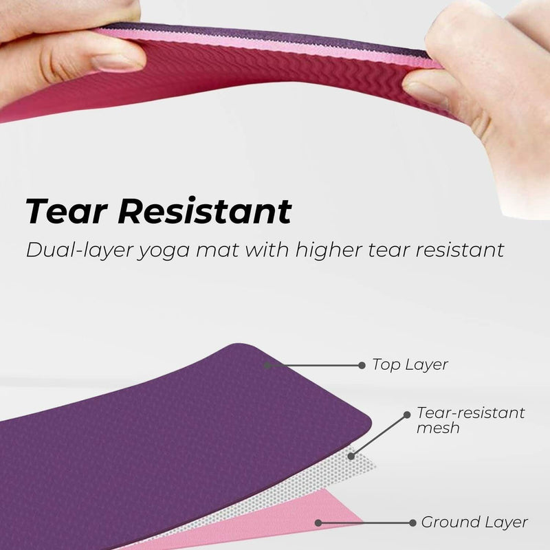 VERPEAK TPE Yoga Mat Dual Color (Lavender) with Yoga Bag and Strap - FT-MT-101-ATC - John Cootes