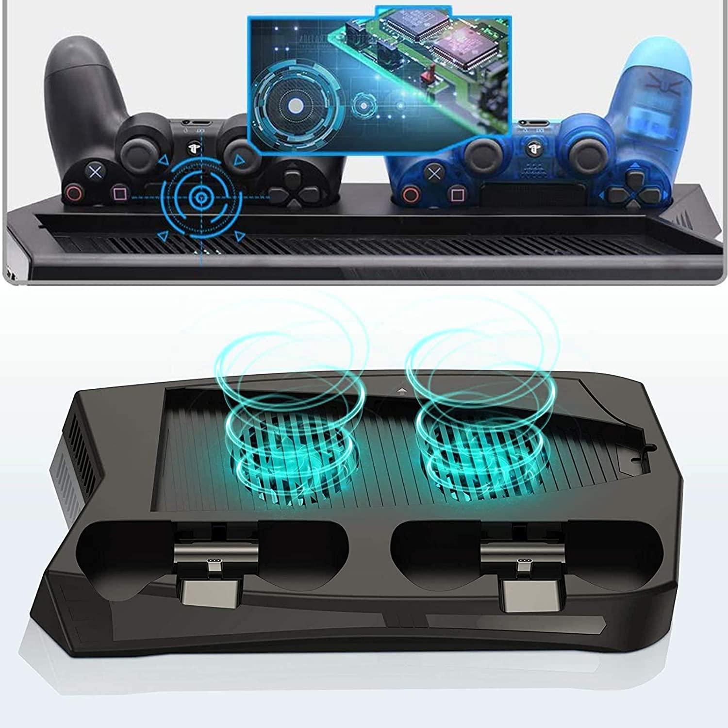 Vertical Stand Cooling/Charging Station for PS5 with Dual Controller Charger and Bonus Game Rack Storage 3 USB Ports - John Cootes