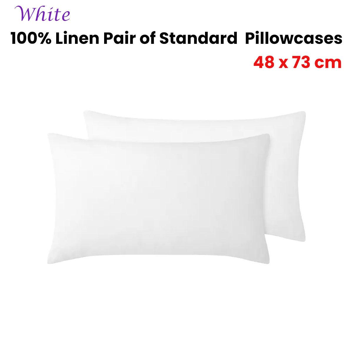 Vintage Design Homewares 100% Linen Pair of Standard Pillowcases White 48 x 73 cm - John Cootes