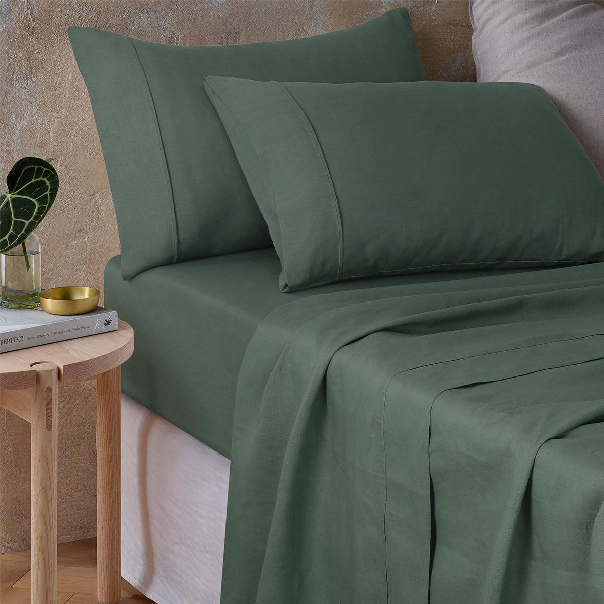 Vintage Design Homewares Sea Green 100% Hemp Sheet Set Queen - John Cootes