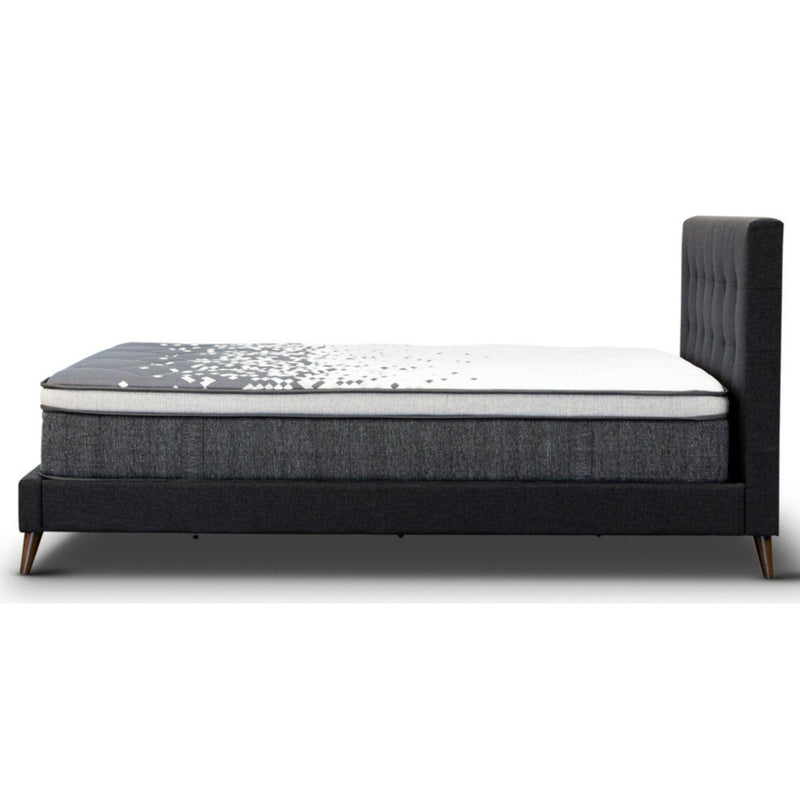 Volga King Single Bed Platform Frame Fabric Upholstered Mattress Base - Charcoal - John Cootes