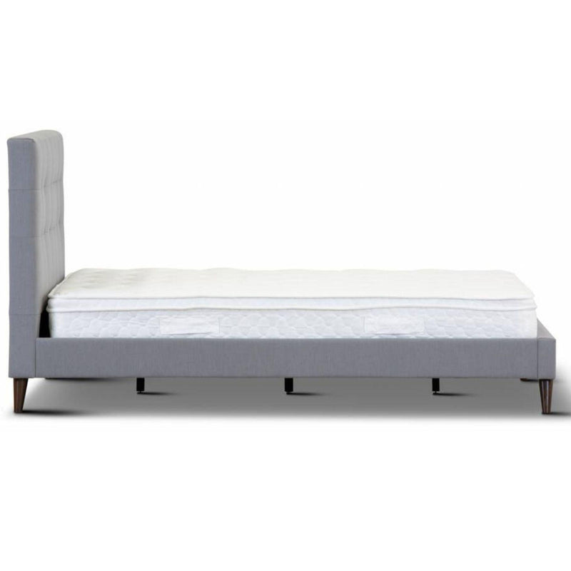 Volga King Single Bed Platform Frame Fabric Upholstered Mattress Base - Grey - John Cootes