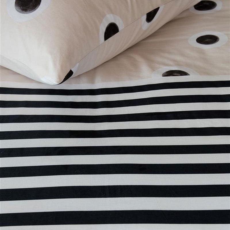 VTWonen Stripe and Eye Natural Cotton Quilt Cover Set Queen - John Cootes