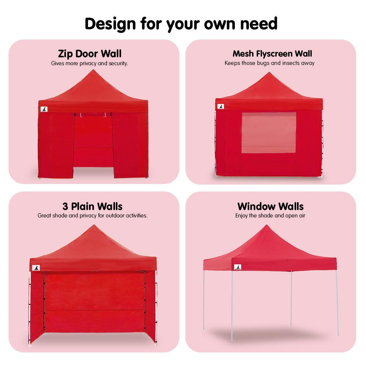 Wallaroo 3x3 Marquee - Pop Up Gazebo - Red - John Cootes