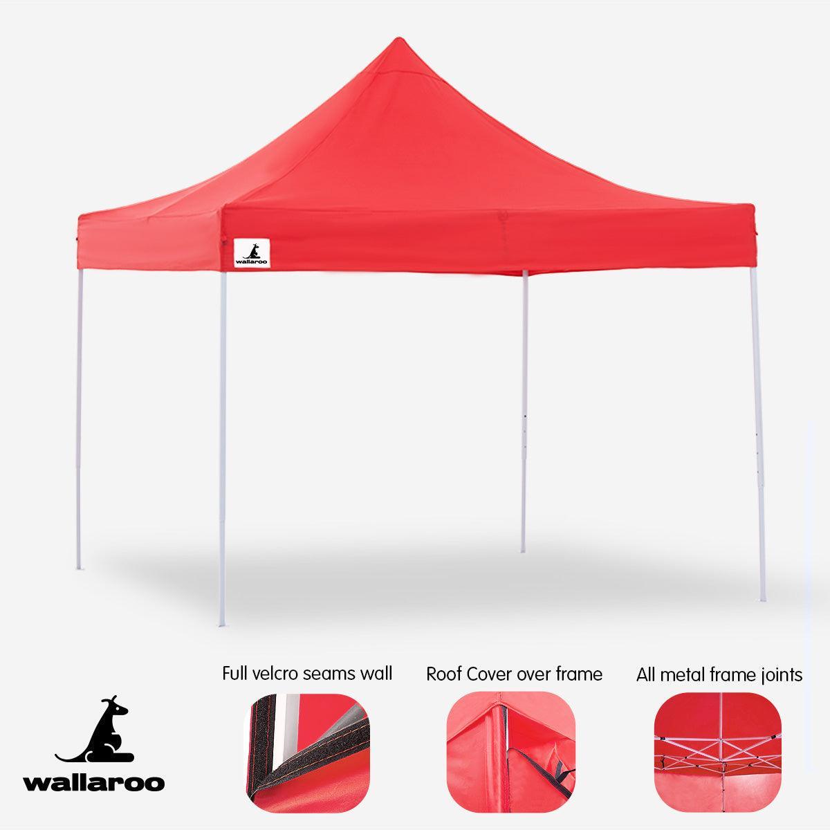 Wallaroo 3x3 Marquee - Pop Up Gazebo - Red - John Cootes