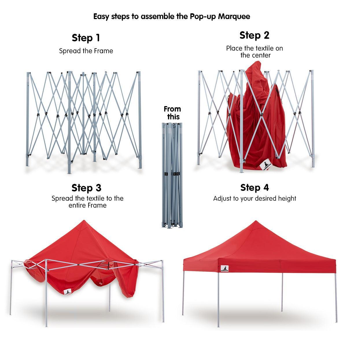 Wallaroo 3x3 Marquee - Pop Up Gazebo - Red - John Cootes